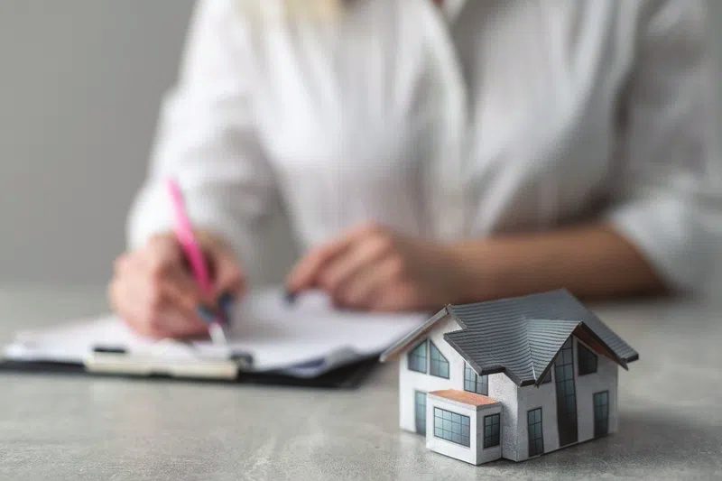 Reviewing a property floor plan on a tablet